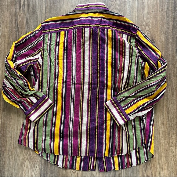 Lauren Ralph Lauren Womens Multicolor Striped Button Shirt 2X Cotton Long Sleeve - Picture 6 of 7